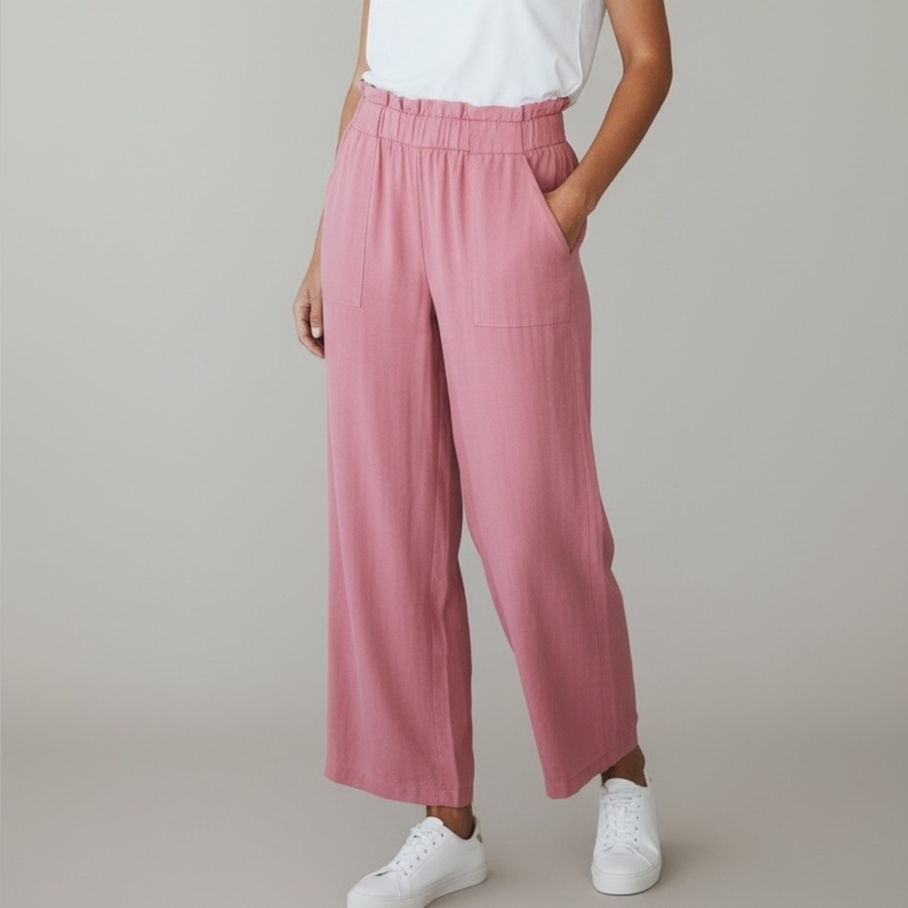 Thread & Supply Wide-leg Paperbag Waist Pants Mauve Dusty Rose Lyocell Large